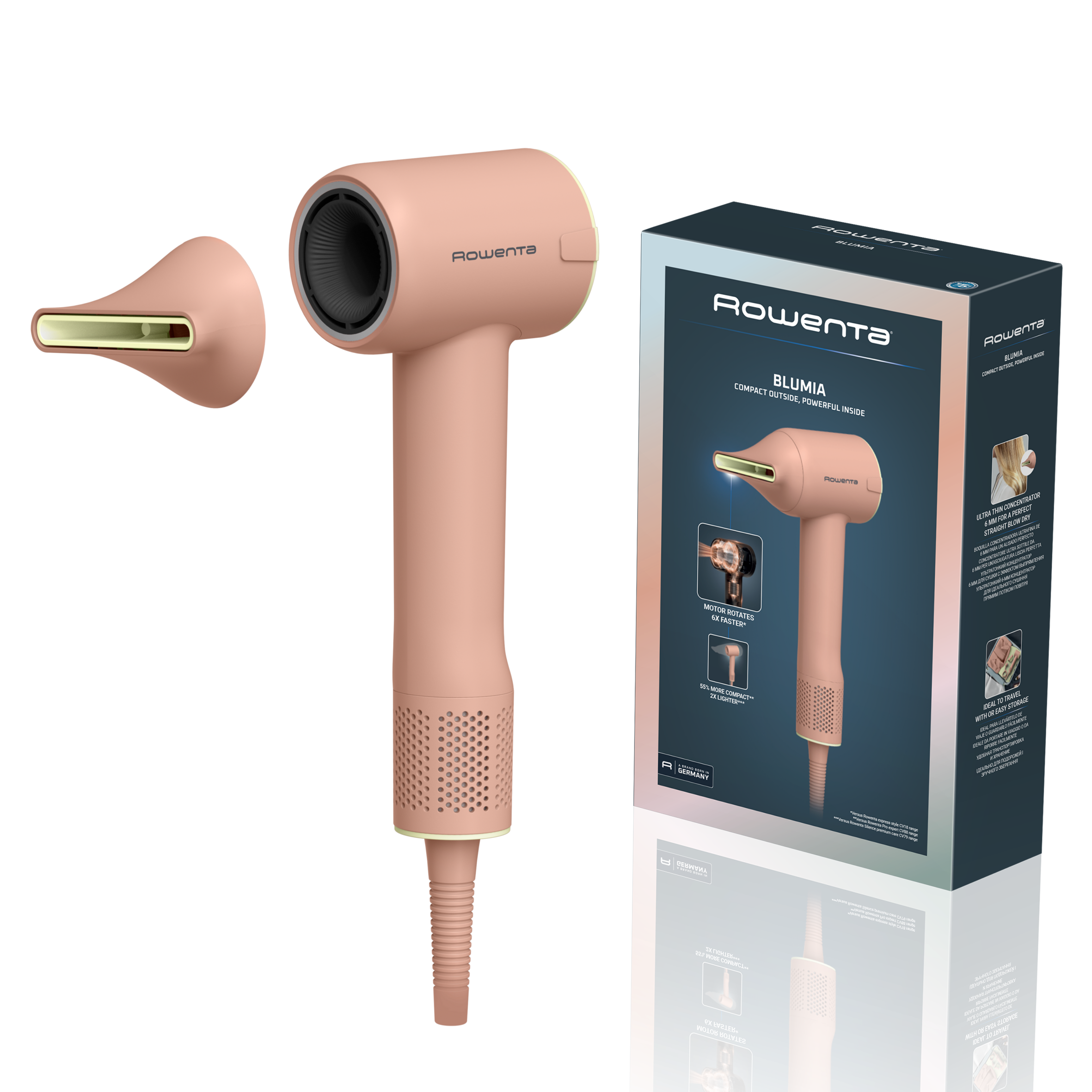 Blumia Hair Dryer, High-Speed Motor, Fast Drying, Lightweight, Compact