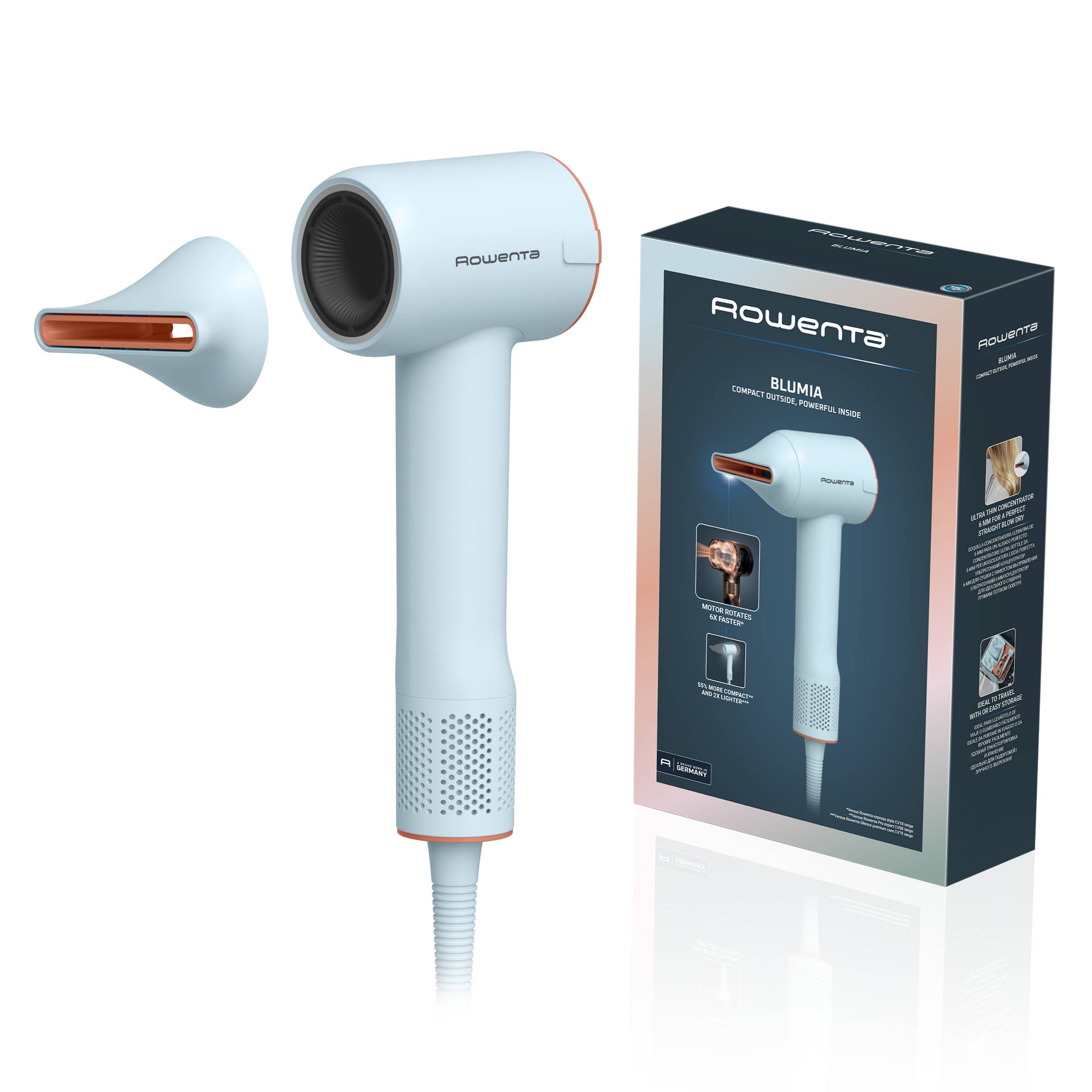 Blumia Hair Dryer, High-Speed Motor, Fast Drying, Lightweight, Compact
