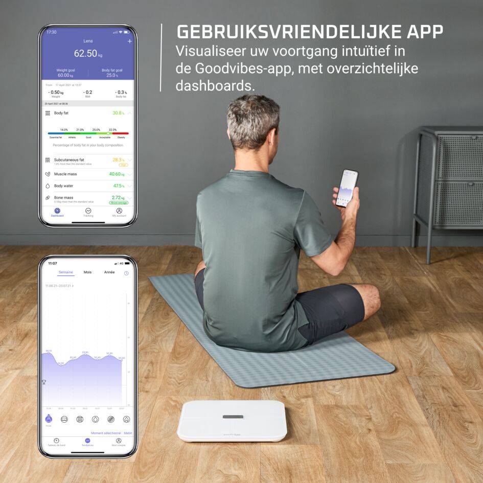 Goodvibes Sport 2.0 BR9740F0 Verbonden weegschaal – Intuïtieve app – 17 indicatoren – 180 kg