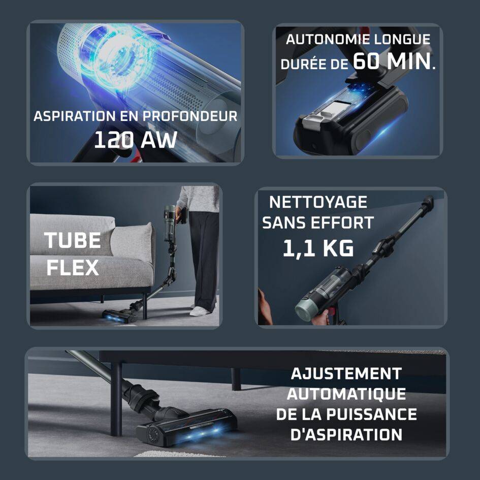 X‑Force Flex 10.80 RH7A35E0 Aspirateur balai - 120 AirWatts - 60 min d'autonomie