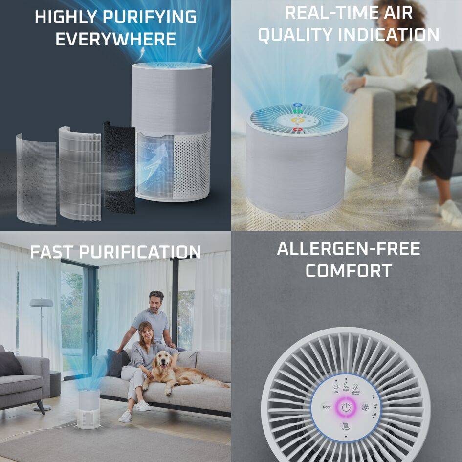 Pure Air Compact PU2220F0 Binnenluchtzuiveraar – 3 filtratieniveaus - Efficiëntie: tot 100%