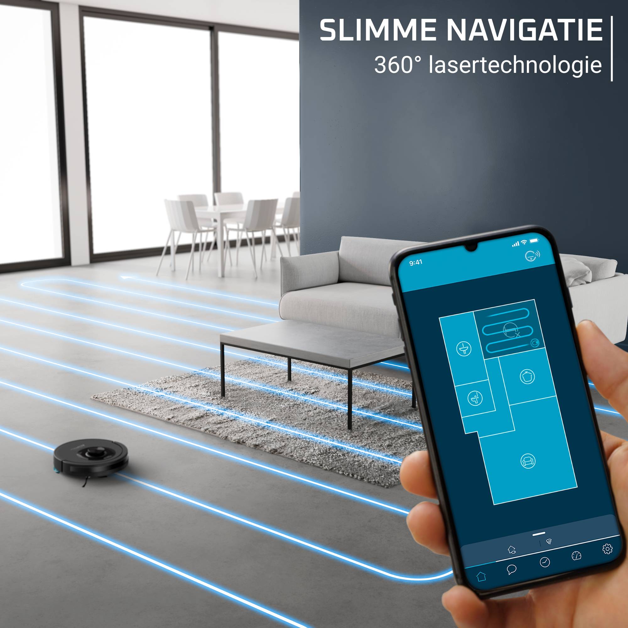 X-Plorer Serie 85+ RR87D5 Robotstofzuiger met station – 6.000 Pa – 360° laserdetectie