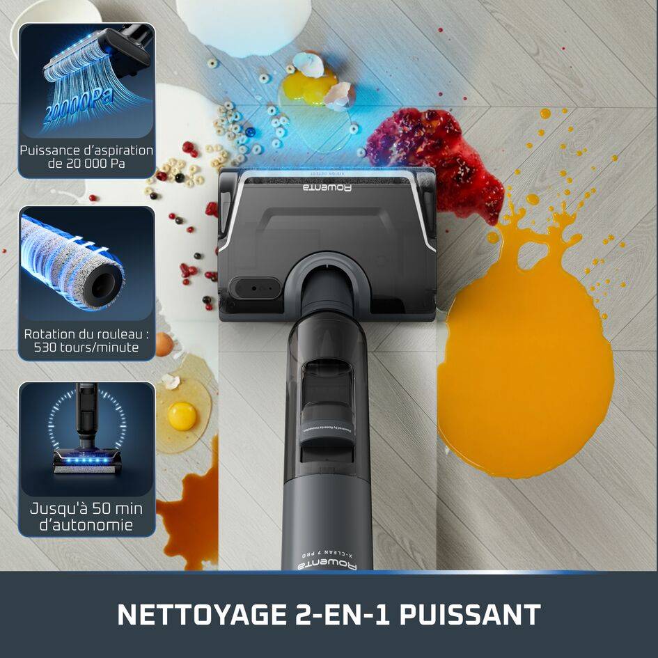 X-Clean 7 Pro GZ5856E0 Aspirateur laveur 2-en-1 - 50 min d'autonomie - Nettoyage et séchage automatique