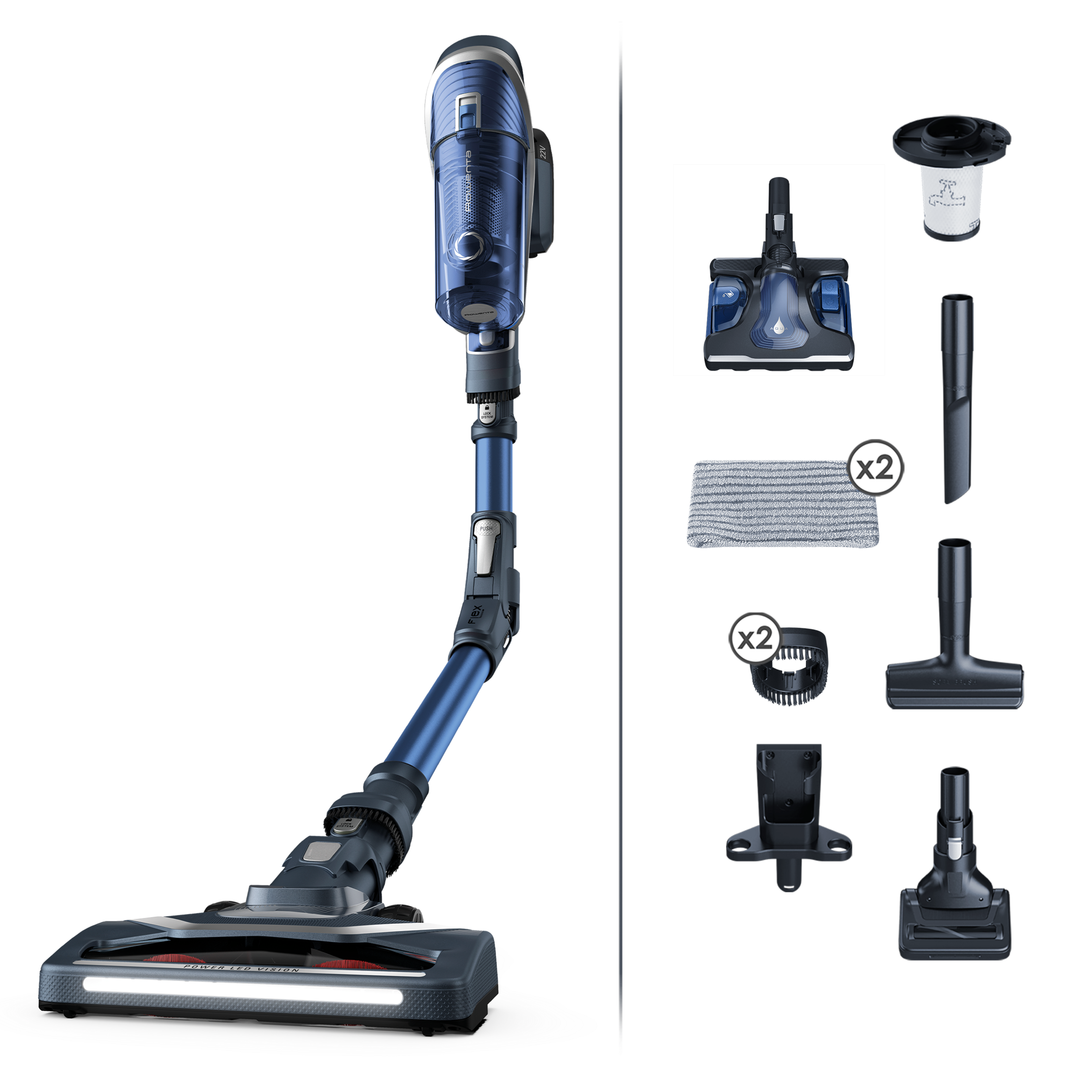 X-Force Flex 8.60 Aqua RH9690 2-in-1 Steelstofzuiger - 43 AirWatt - 35 min autonomie - 0,55L