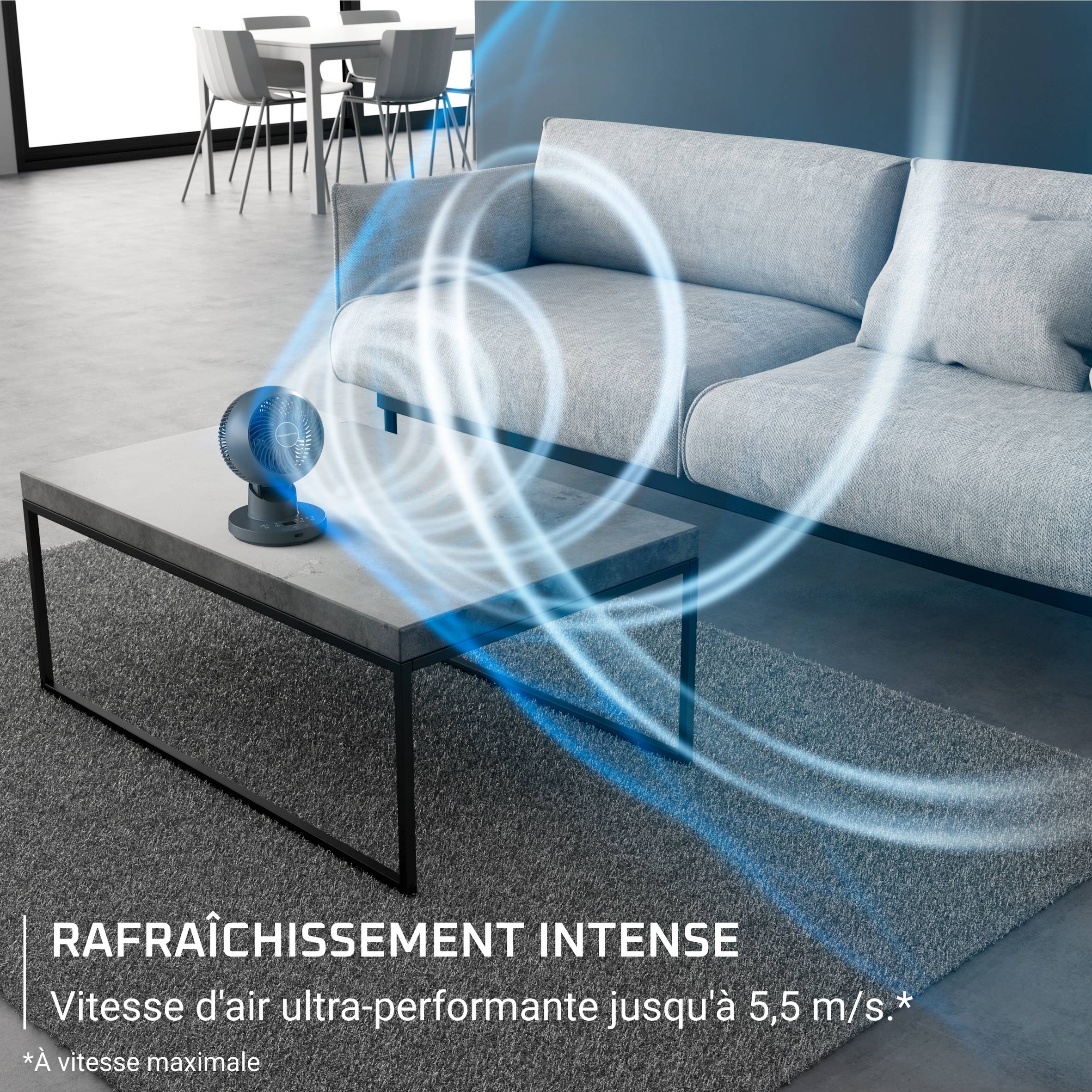 Turbo Swift Compact QV2540 Ventilateur de table - Refraîchissement intense - 5,5 m/s - Silencieux