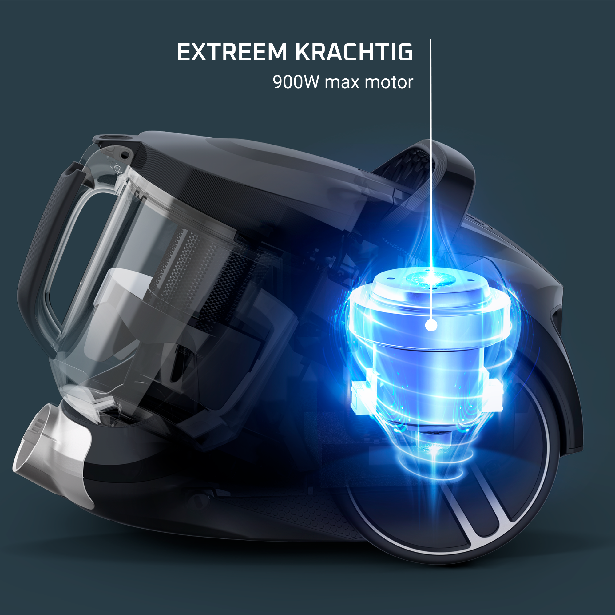 Compact Power XXL RO4B50 Stofzuiger zonder zak - 900W - 75dB - Parketborstel + Mini turboborstel