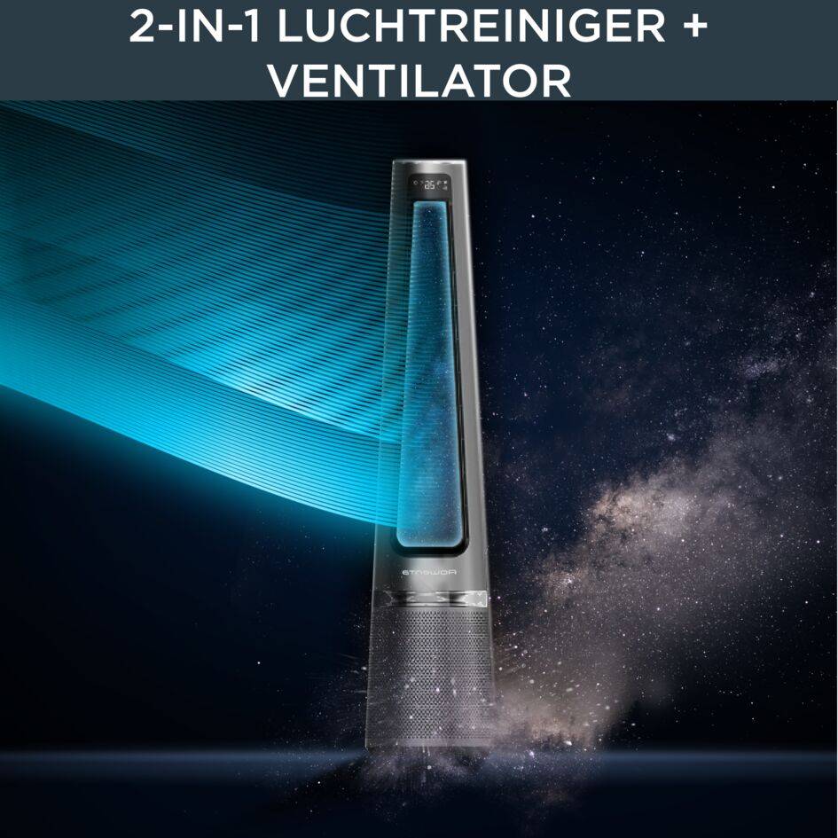 Eclipse 2-in-1 QU5030 Luchtreiniger + Ventilator - 2 filtratieniveaus - Efficiëntie: tot 99,95%