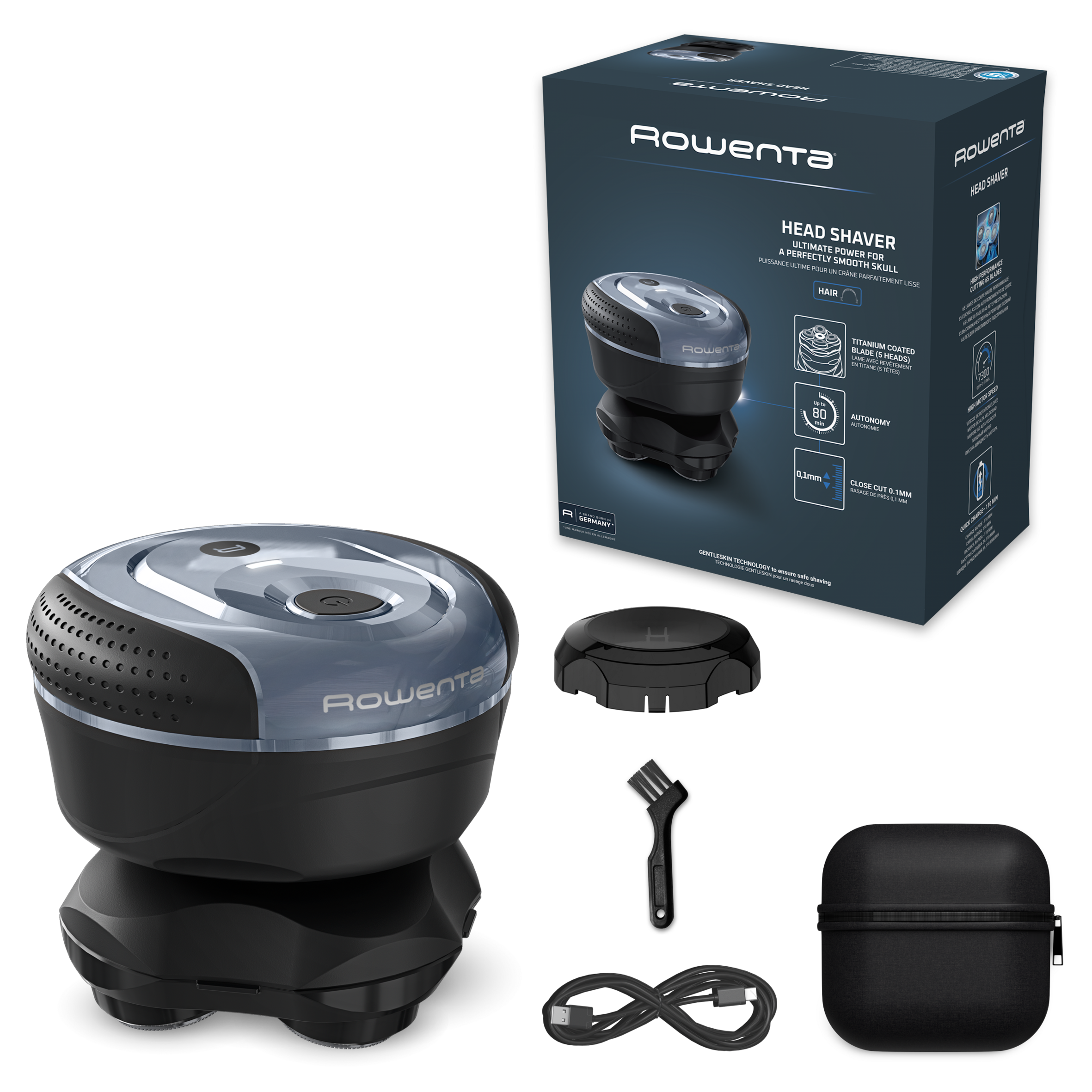 GentleBald TN3110E0 Rasoir de tête - 5 têtes de rasage - Lames avec revêtement en titane