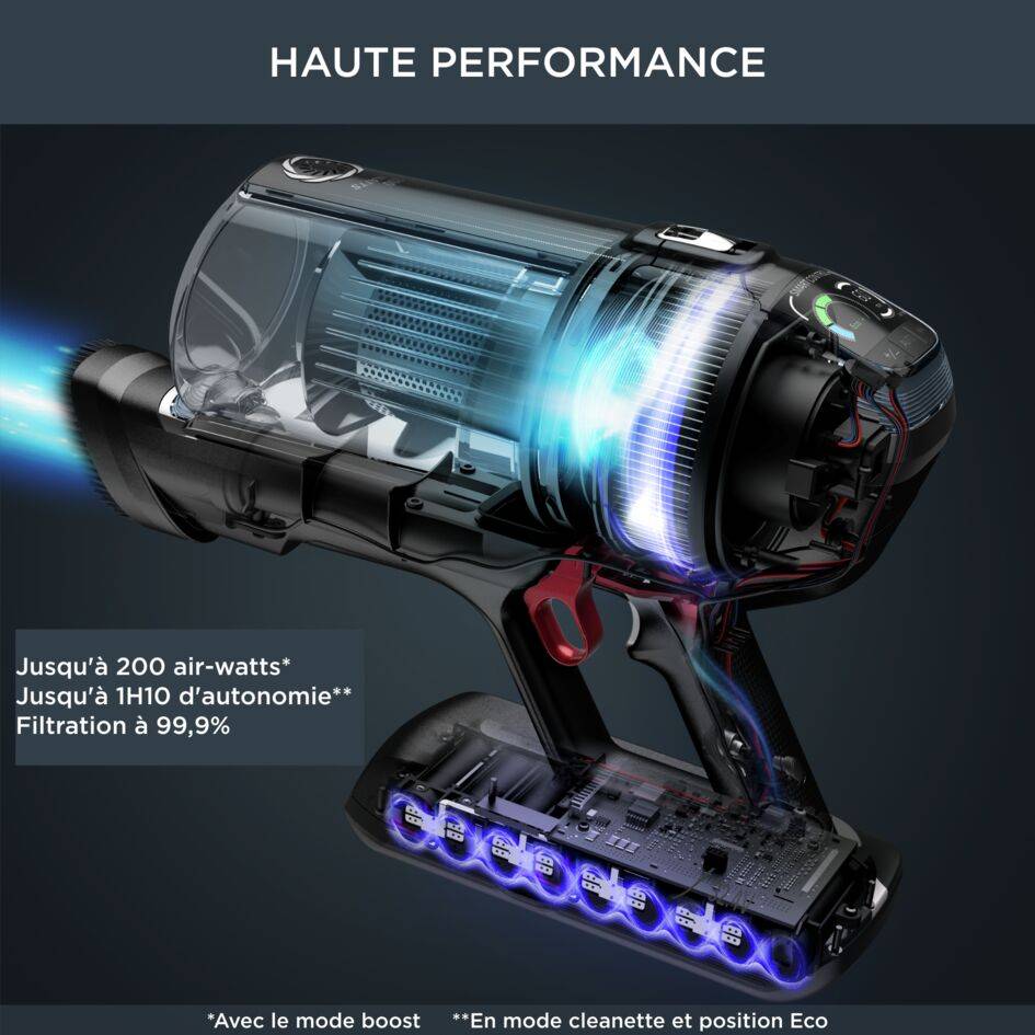 X-Force Flex 14.60 RH9958WA Aspirateur balai - 200 AirWatts - 70 min d'autonomie - 0,9L