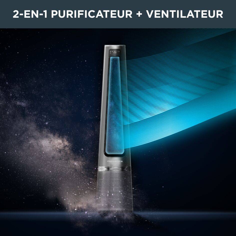 Eclipse 2-in-1 QU5030 Purificateur + Ventilateur - 2 niveaux de filtration - Efficacité : jusqu'à 99,95%