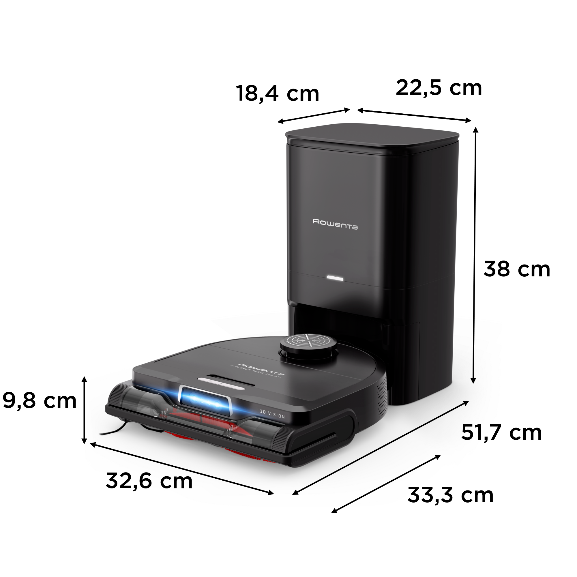 X-Plorer Serie 240+ AI RR9695 Aspirateur robot avec station de vidage automatique - 8.000Pa - Technologie: Caméra + Laser