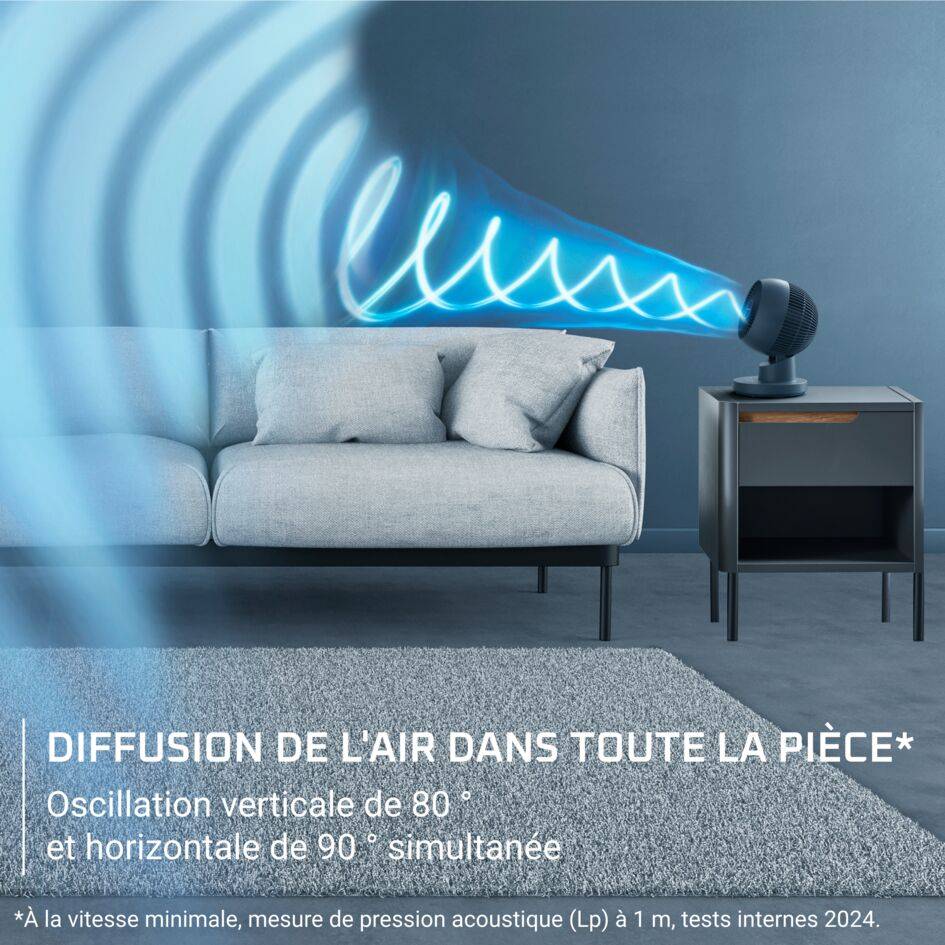 Turbo Swift Compact QV2540 Ventilateur de table - Refraîchissement intense - 5,5 m/s - Silencieux