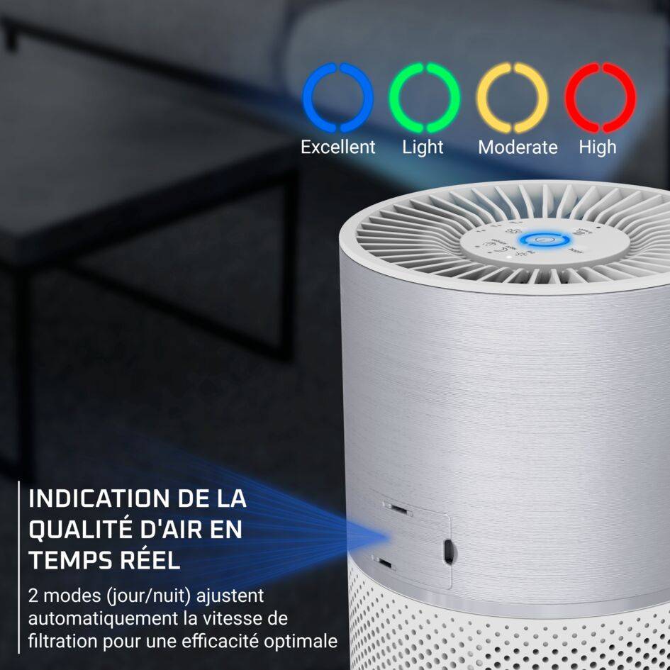 Pure Air Compact PU2220F0 Purificateur d'air intérieur - 3 niveaux de filtration - Efficacité : jusqu'à 100%