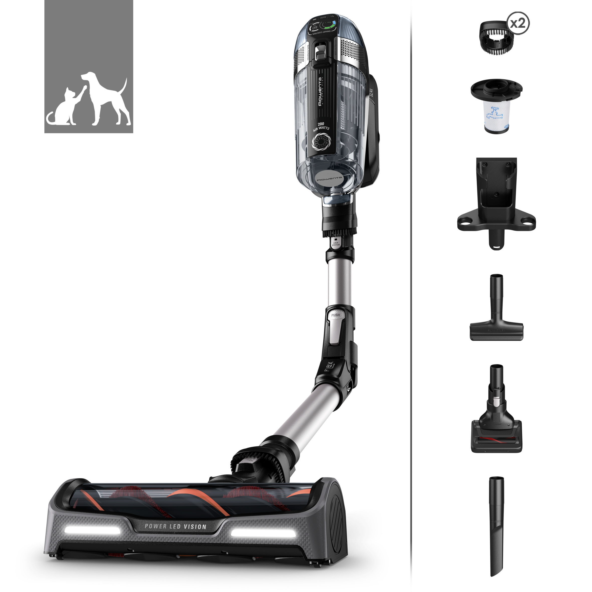 X-Force Flex 14.60 RH9958WA Aspirateur balai - 200 AirWatts - 70 min d'autonomie - 0,9L