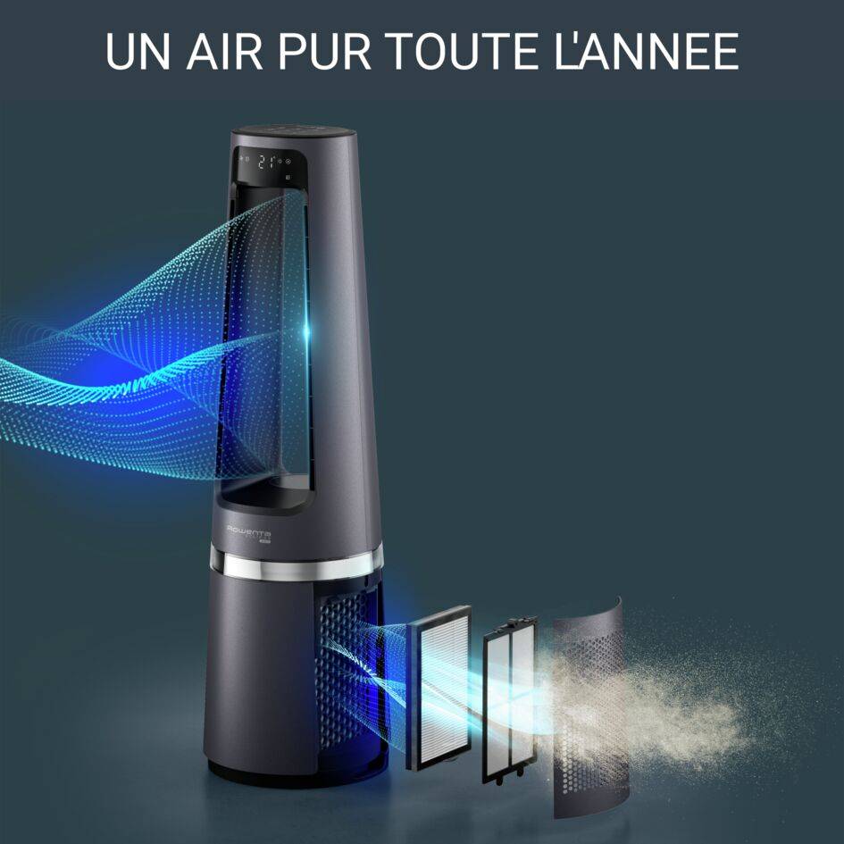 Eclipse 3-in-1 QU5062 Purificateur, Ventilateur & Chauffage - 32 db(A) - 25 à 35 m²