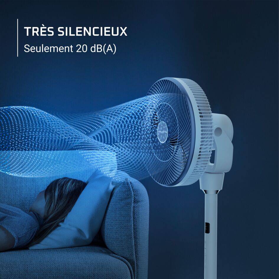Turbo Swift Silence QV5040 Ventilateur sur pied - 3,7m/s - Rafraîchissement intense - Silencieux 