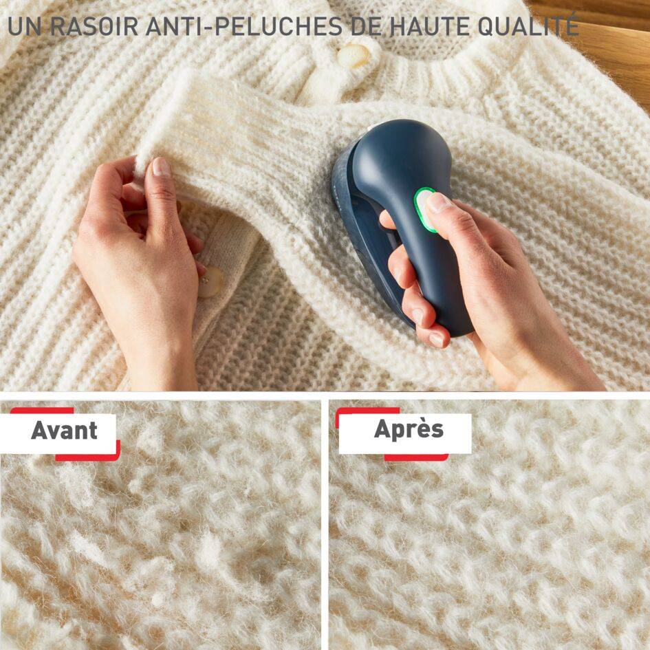 Rasoir anti-peluches rechargeable, Grille en acier inoxydable pour des résultats rapides, Câble de charge USB universel JA7002C0