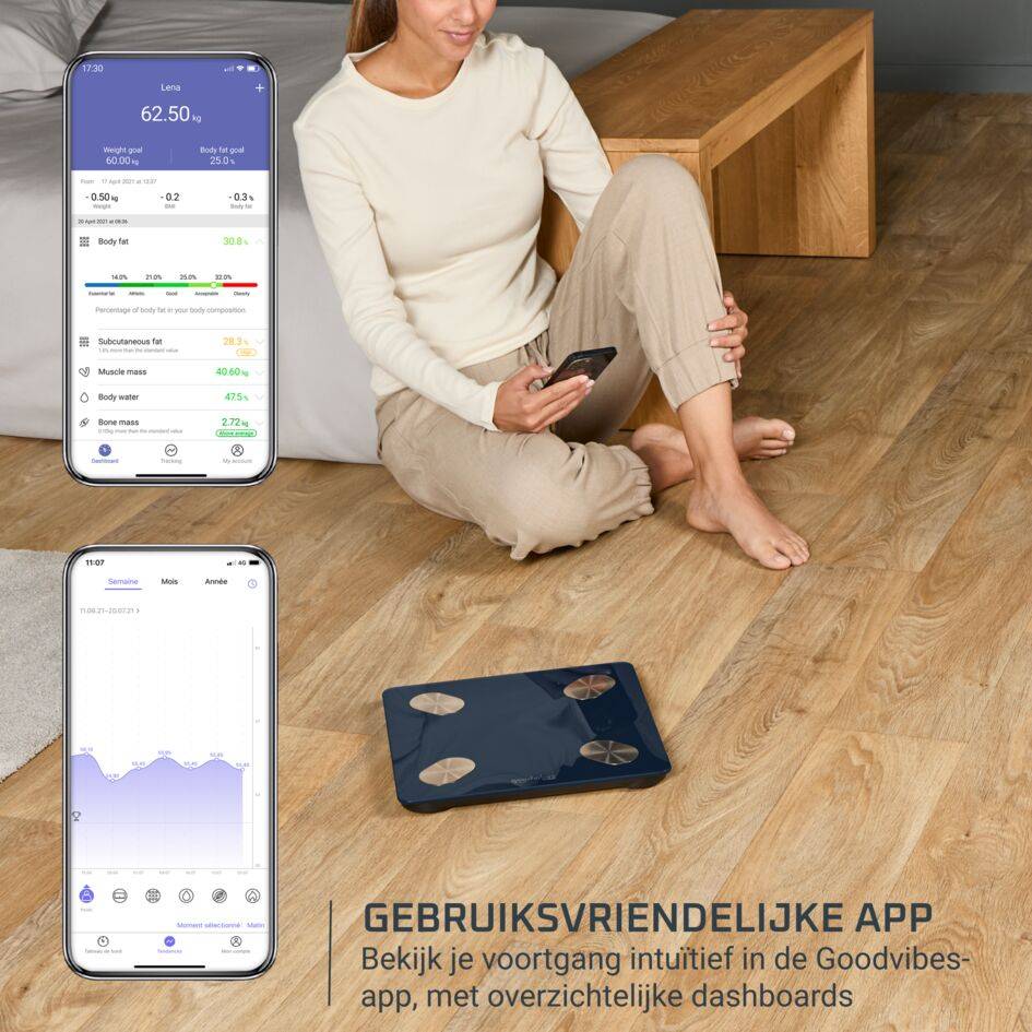 Goodvibes Life + 2.0 BR9720F0 Verbonden weegschaal – Intuïtieve app – 15 indicatoren – 180 kg