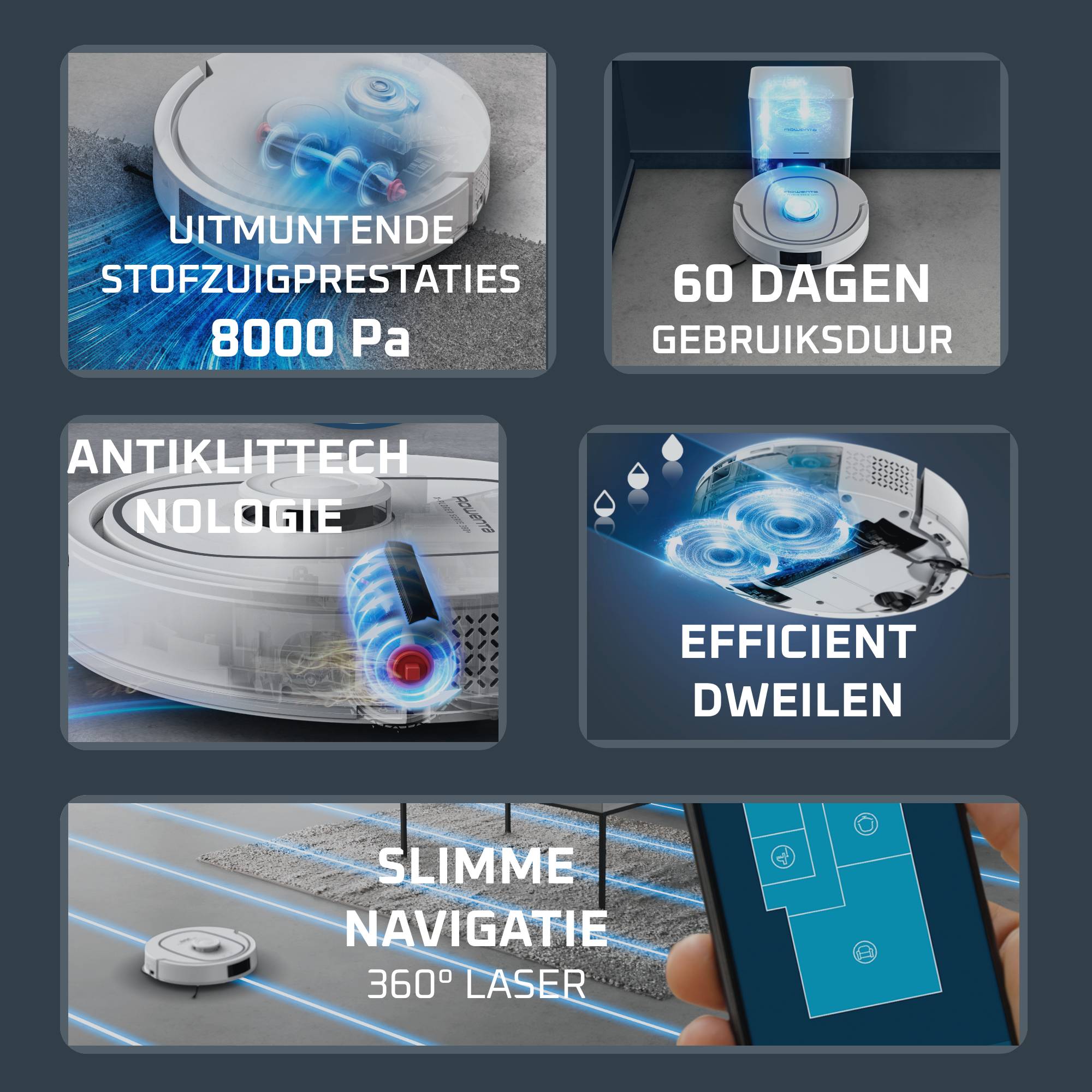 X-Plorer Serie 380+ RR89U7E0 Robotstofzuiger met automatisch leegstation - 8.000 Pa - Allergie & Huisdieren model