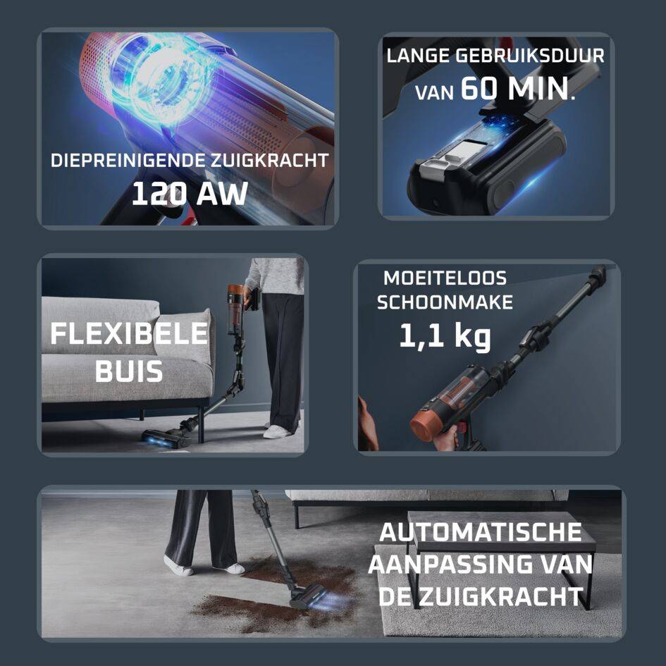 X-FORCE FLEX 10.80, draadloze stofzuiger, moeiteloos grondige stofzuigen