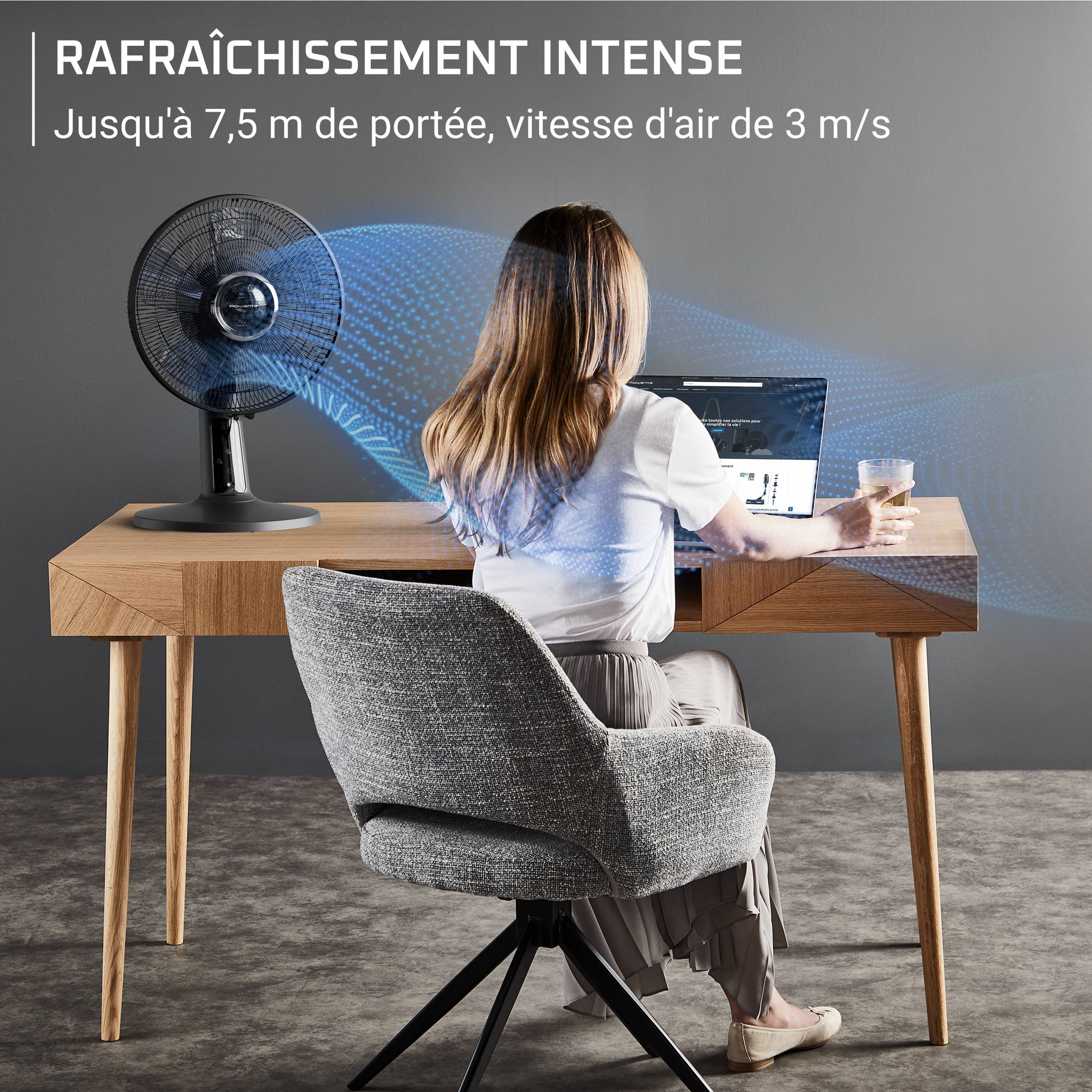 Turbo Silence Extreme + VU2750 - Ventilateur de table - 5 vitesses - 43 m3/min - Silencieux