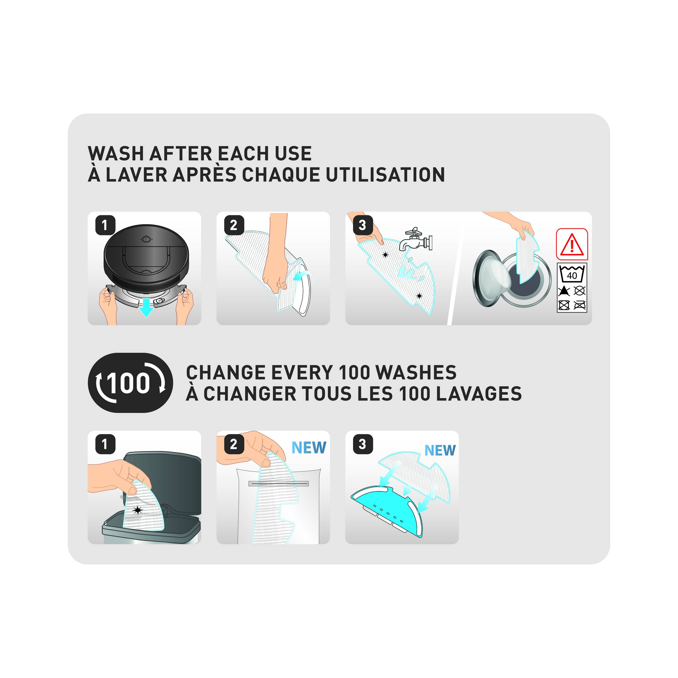 Set van 3 robotstofzuigerdoekjes ZR130001