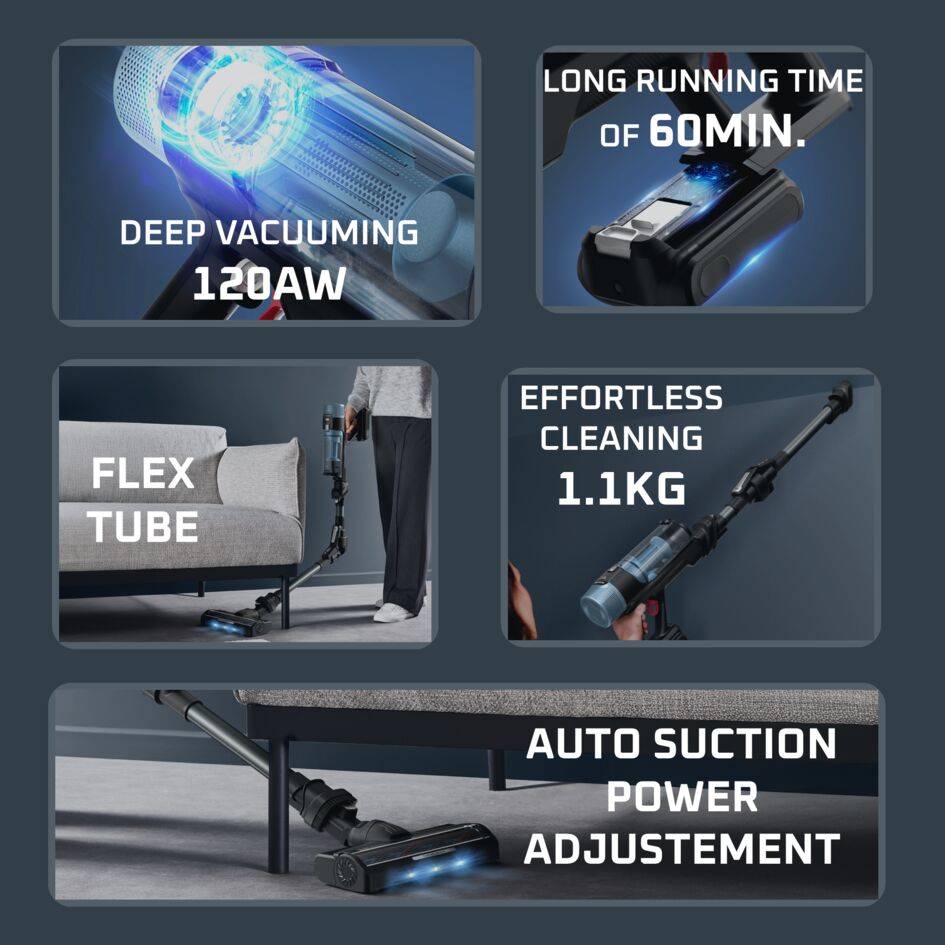 X‑Force Flex 10.80 Aqua RH7AD5E0 Aspirateur balai - 120 AirWatts - 60 min d'autonomie