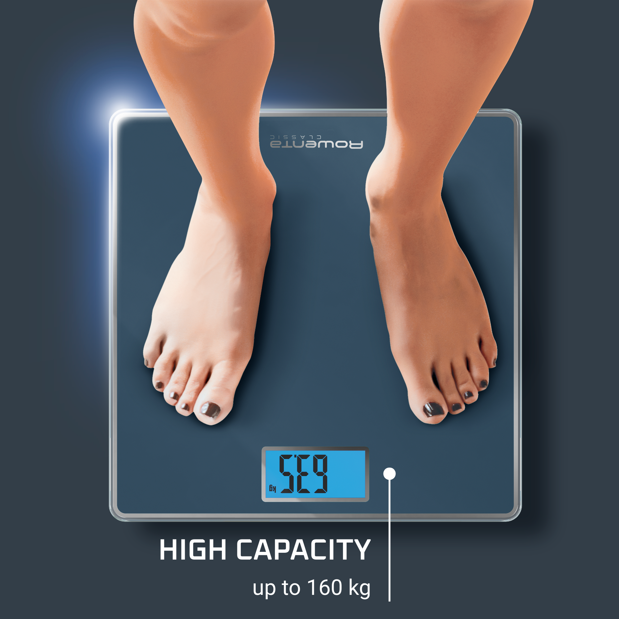 Classic Digital Bathroom Scale, Large Backlit Display, 160 kg High Capacity, Body Weight Scale