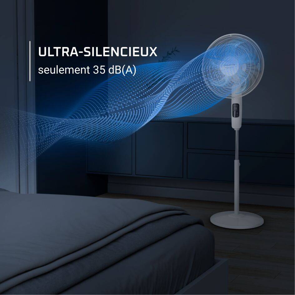Turbo Silence, Ventilateur sur pied, Puissant, Silencieux, Ecoénergétique