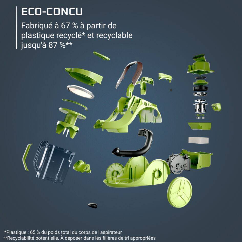 Green Force Cyclonic Effitech+, Aspirateur sans sac, 500W, Eco-conçu, 66 dB(A)