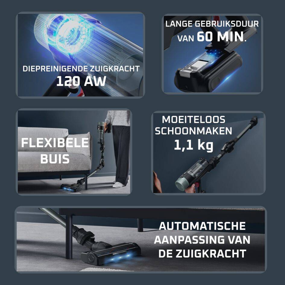 X-FORCE FLEX 10.80, draadloze stofzuiger, grondig stofzuigen zonder moeite