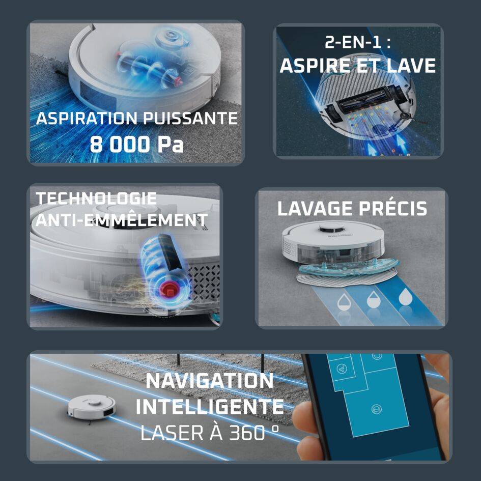 X‑Plorer Série 280 RR88H7E0 Aspirateur robot - 8.000Pa - Modèle Allergie & Animaux