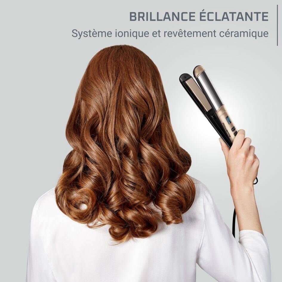 Glam & Shine, Lisseur, Appareil 2-en-1 pour lisser ou boucler les cheveux