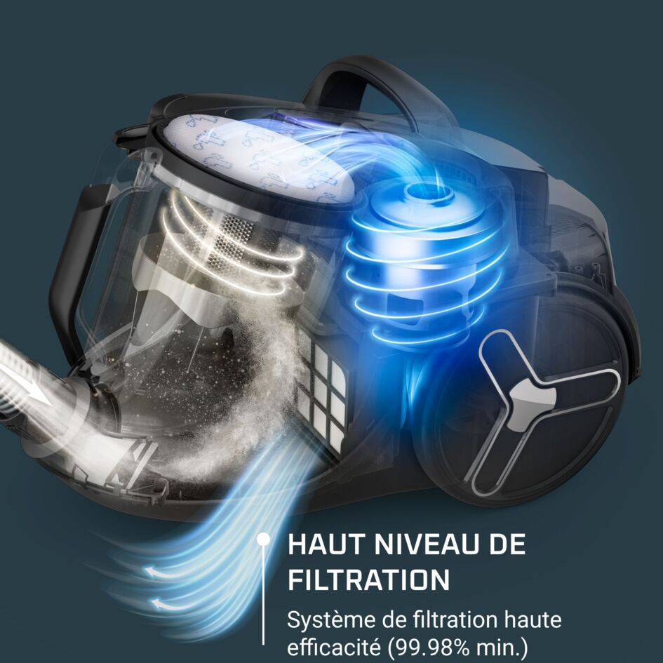 Green Force Cyclonic Effitech+, Aspirateur sans sac, 500W, Eco-conçu, 66 dB(A)