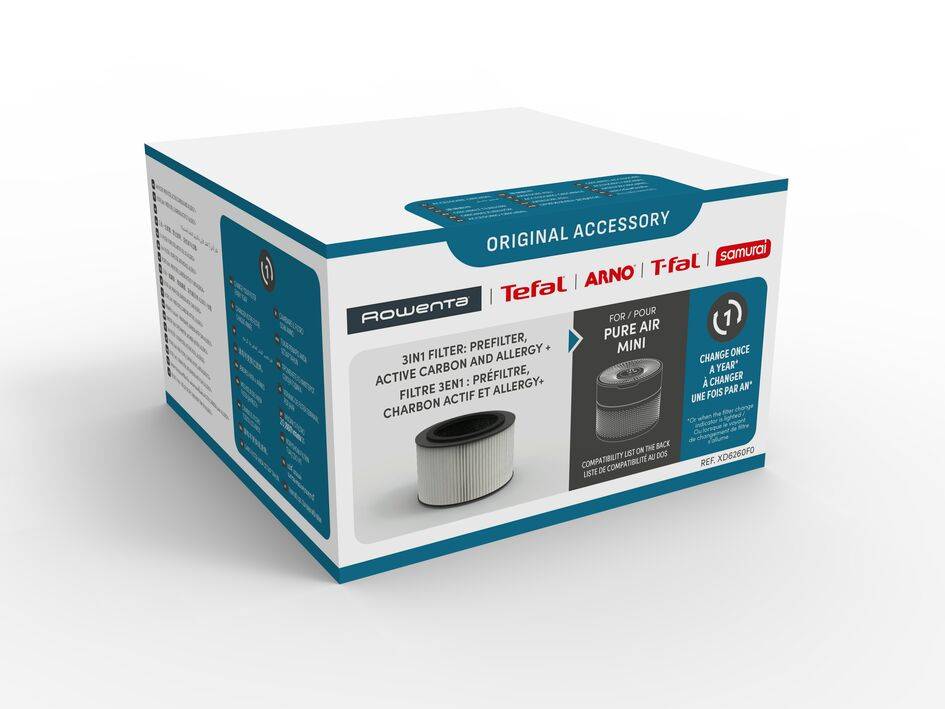 FILTRE 3 EN 1 : PRÉFILTRE, CHARBON ACTIF ET HEPA ALLERGY+ XD6260F0