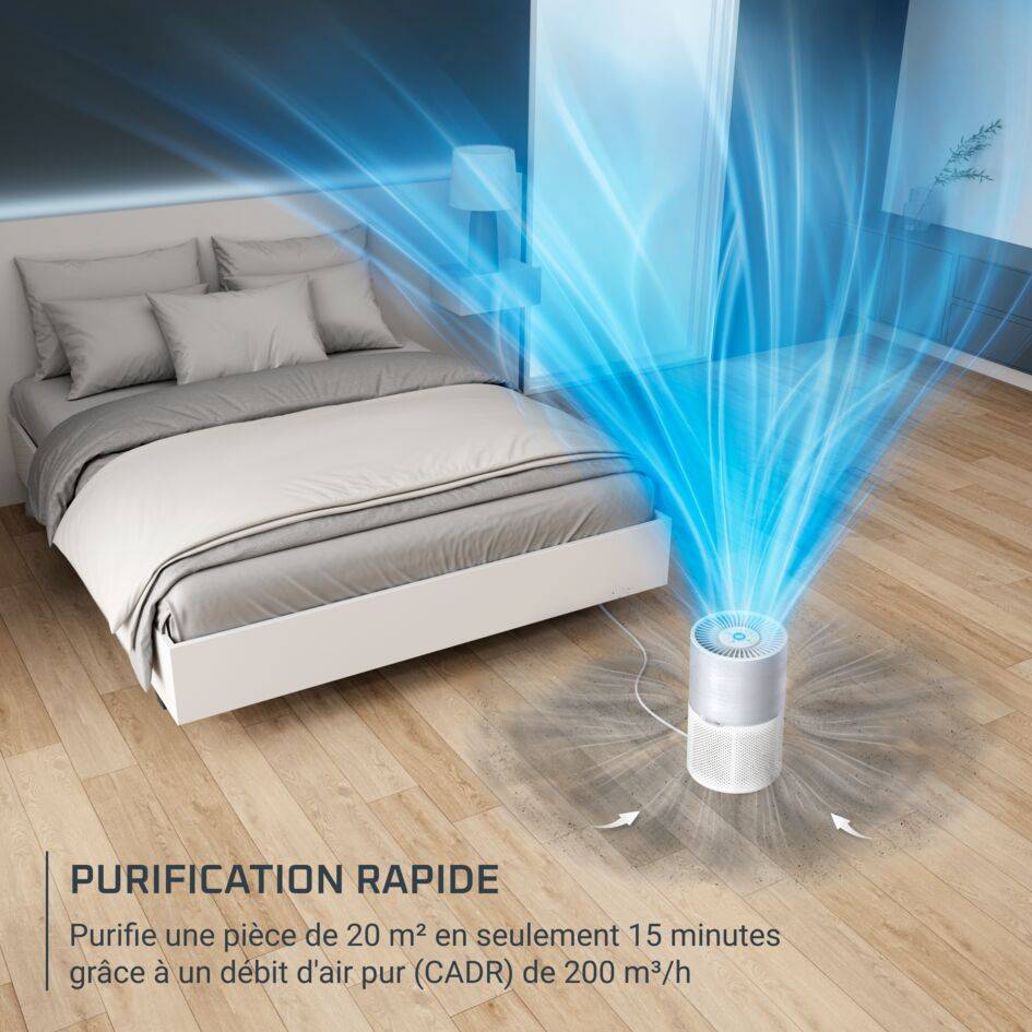 Pure Air Compact  PU2220F0 Purificateur d'air intérieur - 3 niveaux de filtration - Efficacité : jusqu'à 100%