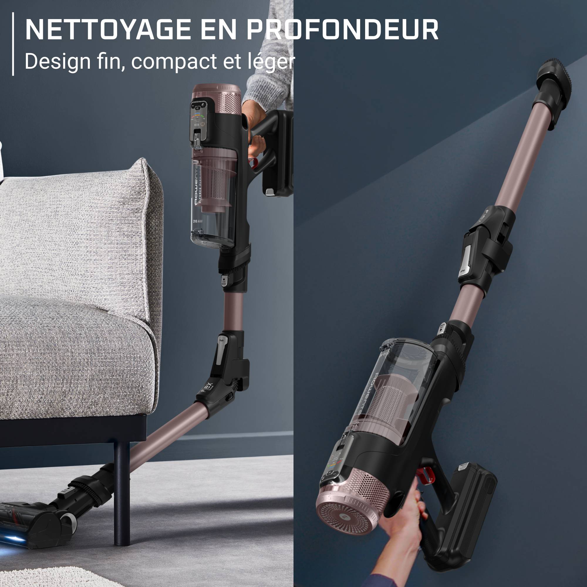 X-ForceFlex 16.60 Aqua RH9CD9E0 Aspirateur balai - 315 AirWatts - 120 min d'autonomie