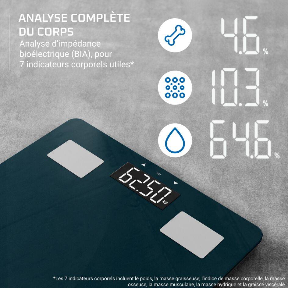 Body Up&nbsp;2.0 BR2600V0 Pèse-personne intelligent - 7&nbsp;indicateurs corporels - 8&nbsp;profils - 180kg