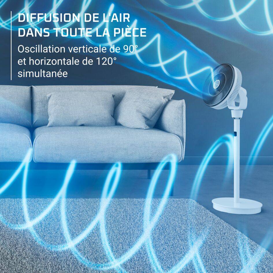 Turbo Swift Silence QV5040 Ventilateur sur pied - 3,7m/s - Rafraîchissement intense - Silencieux