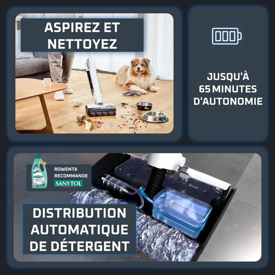 X‑Clean 12 GZ7257E0 Aspirateur laveur 2-en-1 - 65 min d'autonomie - Nettoyage et séchage automatique