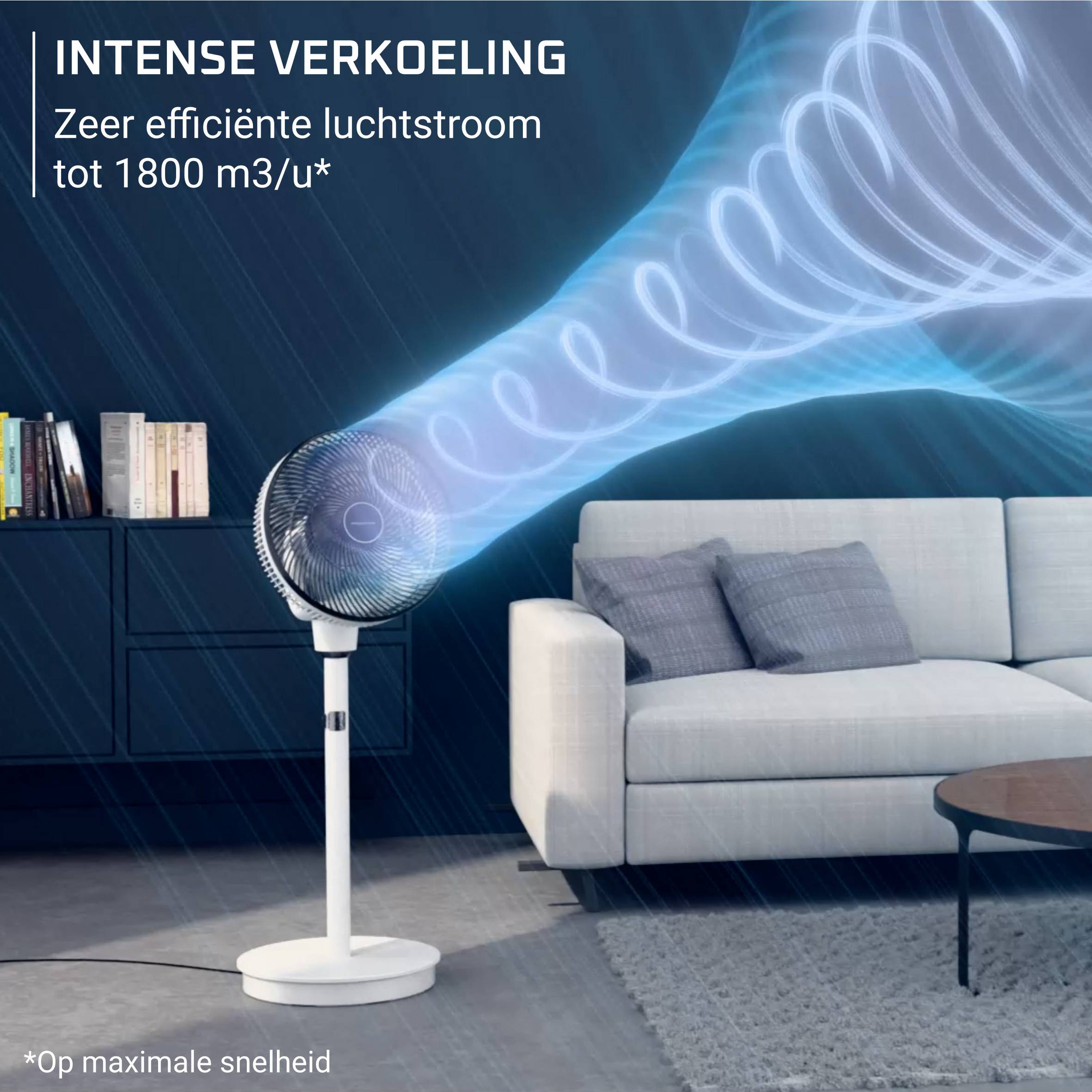 Turbo Swift Silence QV5040 Staande ventilator - 3,7 m/s - Intense verfrissing - Stil