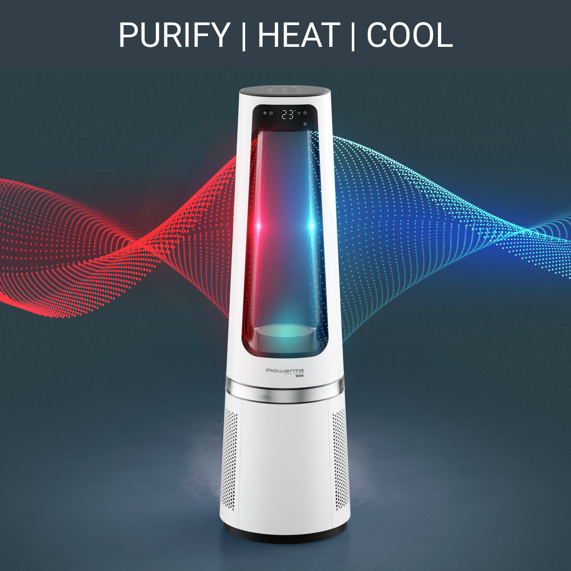 Eclipse 3-in-1 QU5060 Luchtreiniger + Ventilator + Verwarming - 2 filtratieniveaus - Efficiëntie: tot 99,95%