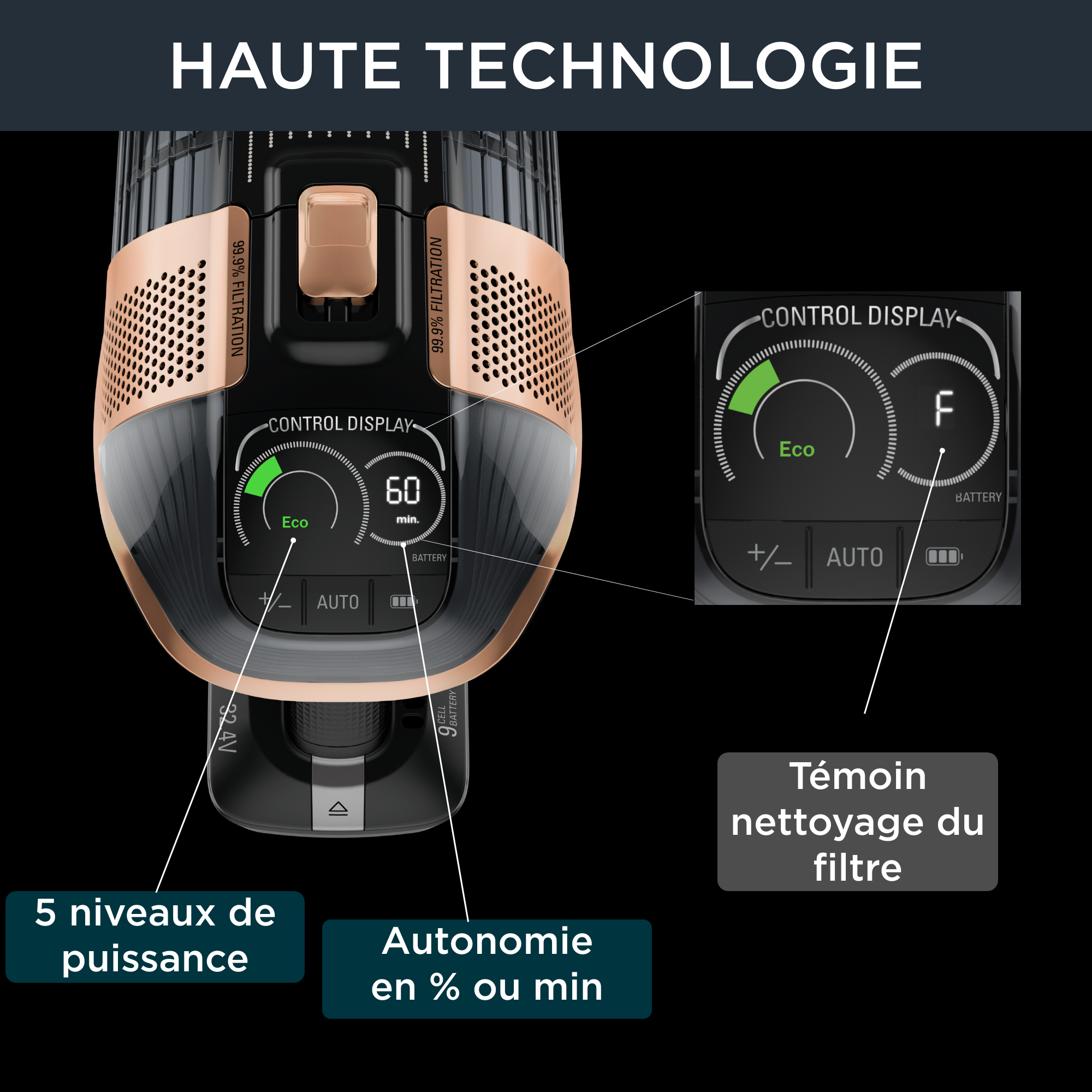 X-Force Flex 15.60 RH99F1 Aspirateur balai - 230 AirWatts - 80 min d'autonomie - 0,9L