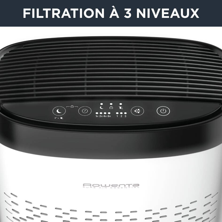 Pure Air Essential PU2530 Purificateur - 3 niveaux de filtration - Efficacité : jusqu'à 99,99%