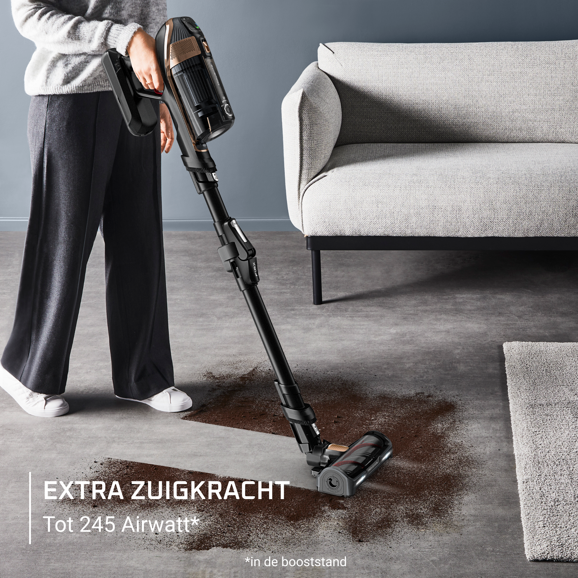 X-Force Flex 15.60, draadloze steelstofzuiger, ultrakrachtige zuigkracht, 245 Airwatt, 2 batterijen RH99F3WO