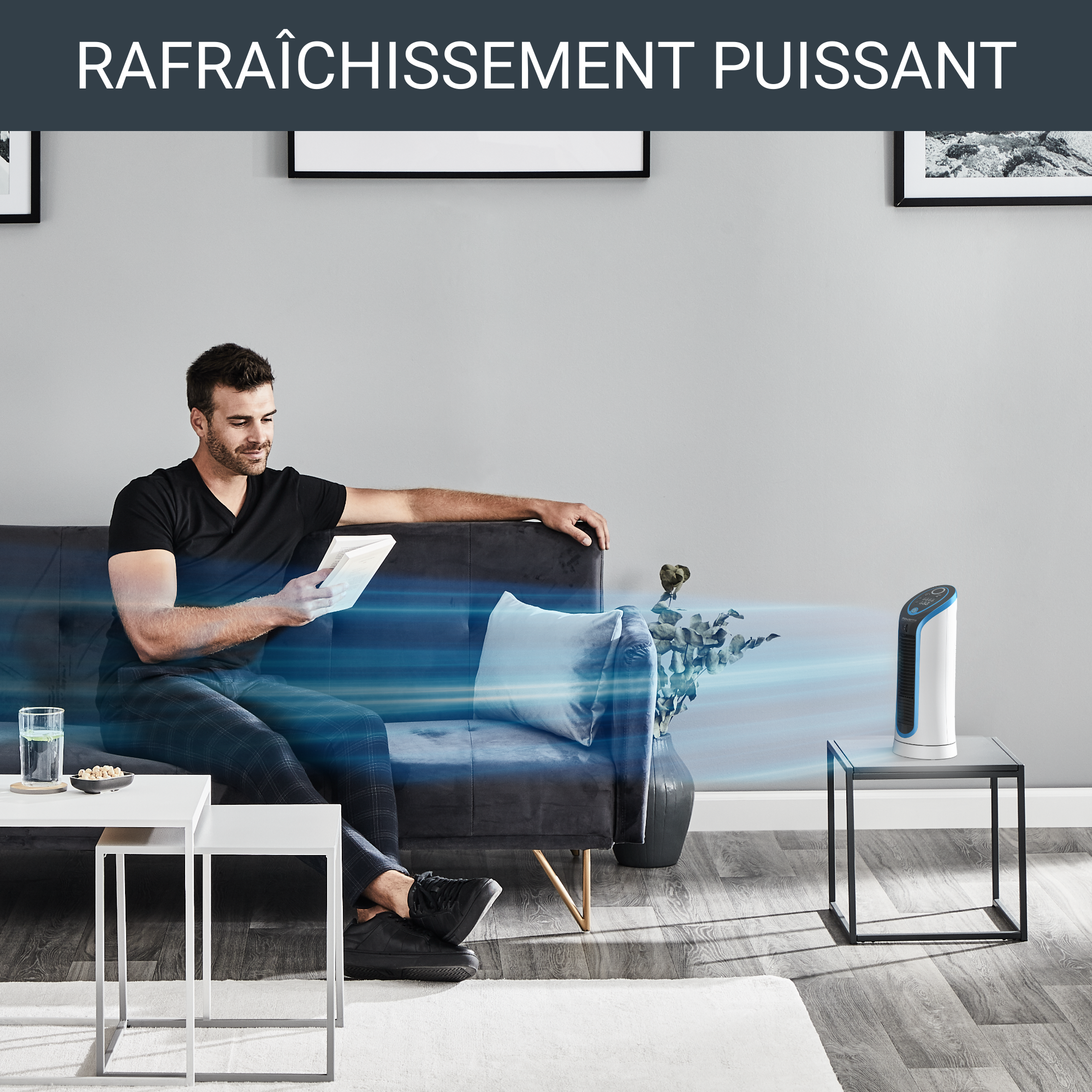 Eole Compact VU6210 Ventilateur colonne - Vitesse d'air : 3,1 m/sec - 3 vitesses - 45 d(B)