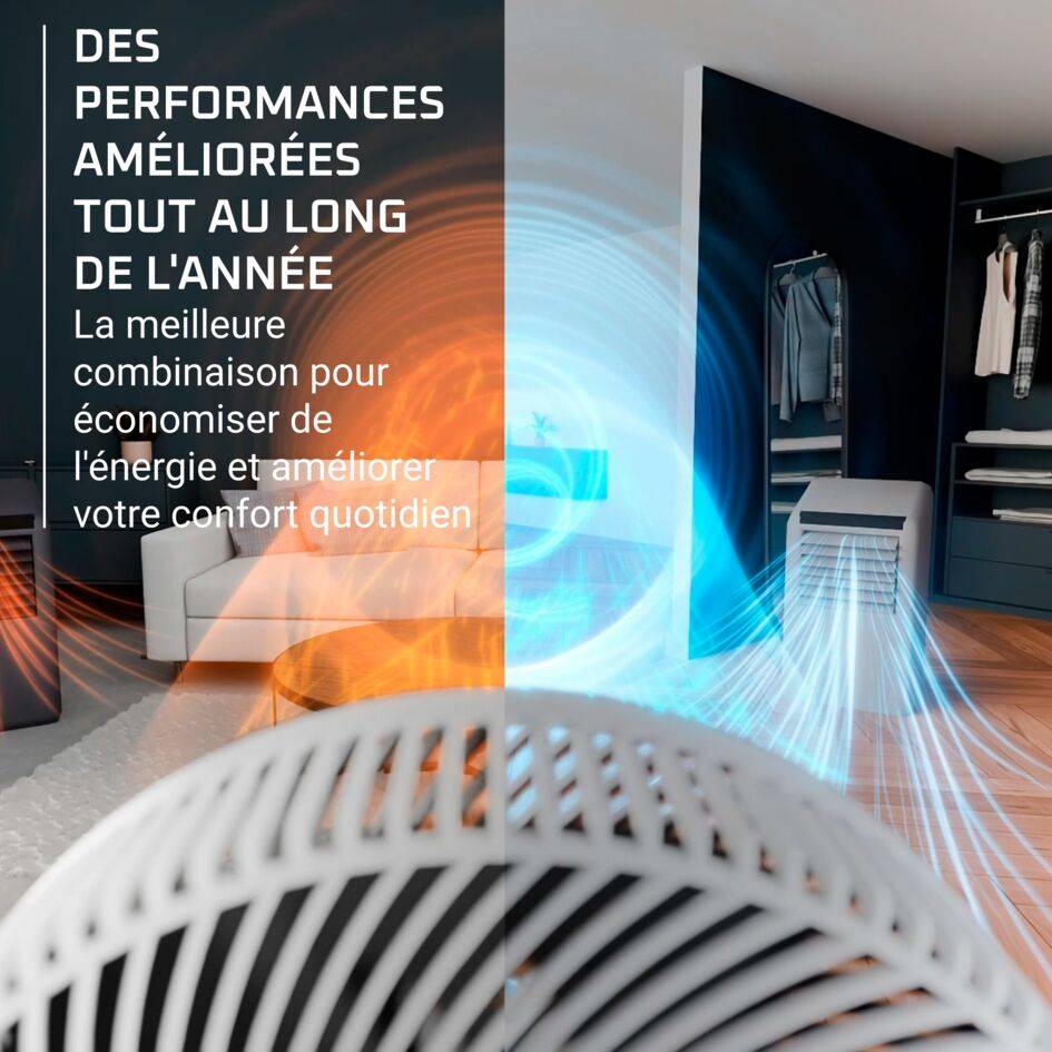 Turbo Swift Silence QV5040 Ventilateur sur pied - 3,7m/s - Rafraîchissement intense - Silencieux 