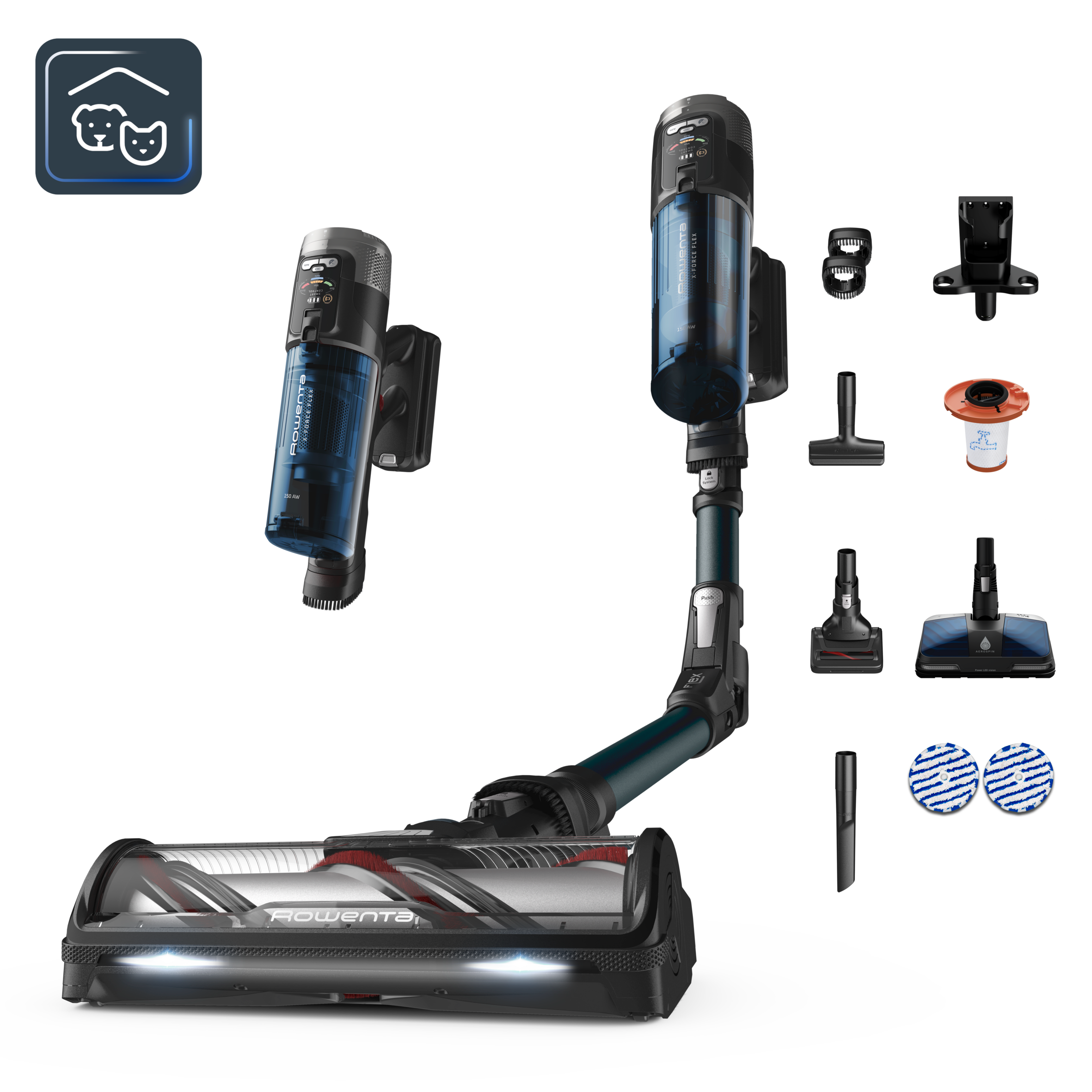 X-Force Flex 13.60 Aqua RH9AD1 Aspirateur balai - 150 AirWatts - 60 min d'autonomie - 0,65L