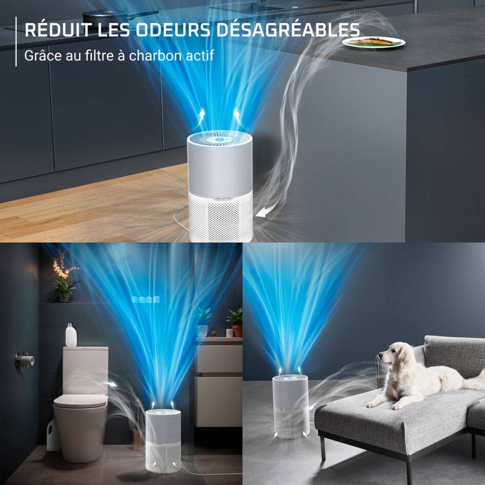 Pure Air Compact  PU2220F0 Purificateur d'air intérieur - 3 niveaux de filtration - Efficacité : jusqu'à 100%