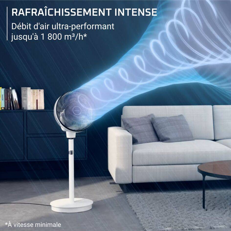 Turbo Swift Silence QV5040 Ventilateur sur pied - 3,7m/s - Rafraîchissement intense - Silencieux